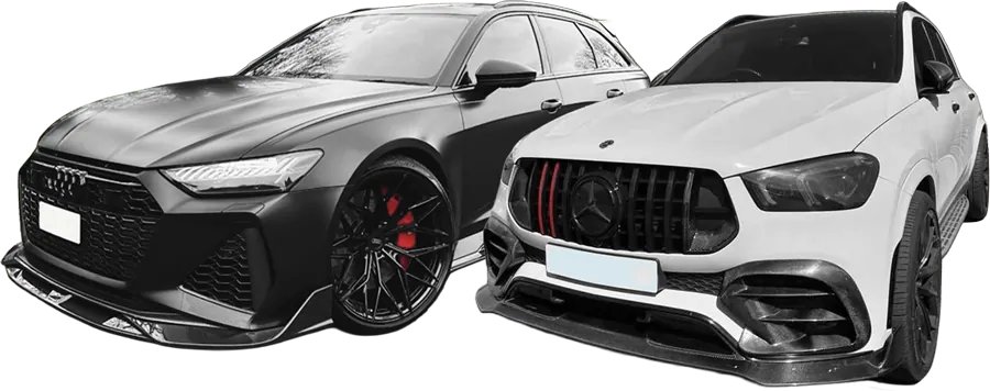 Audi and Mercedes with tinted windows