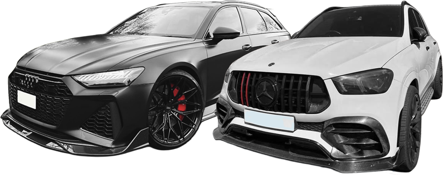 Audi and Mercedes with tinted windows