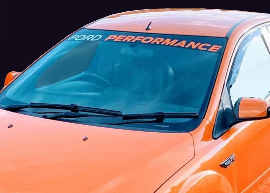 Orange Ford with a Ford Performance sunstrip