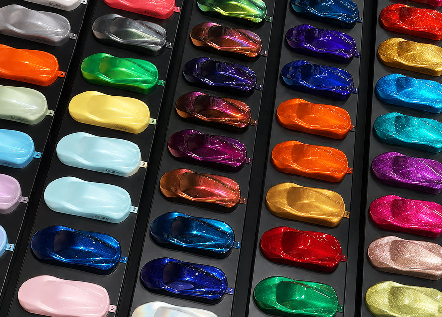 A selection of vehicle wrap colours and finishes